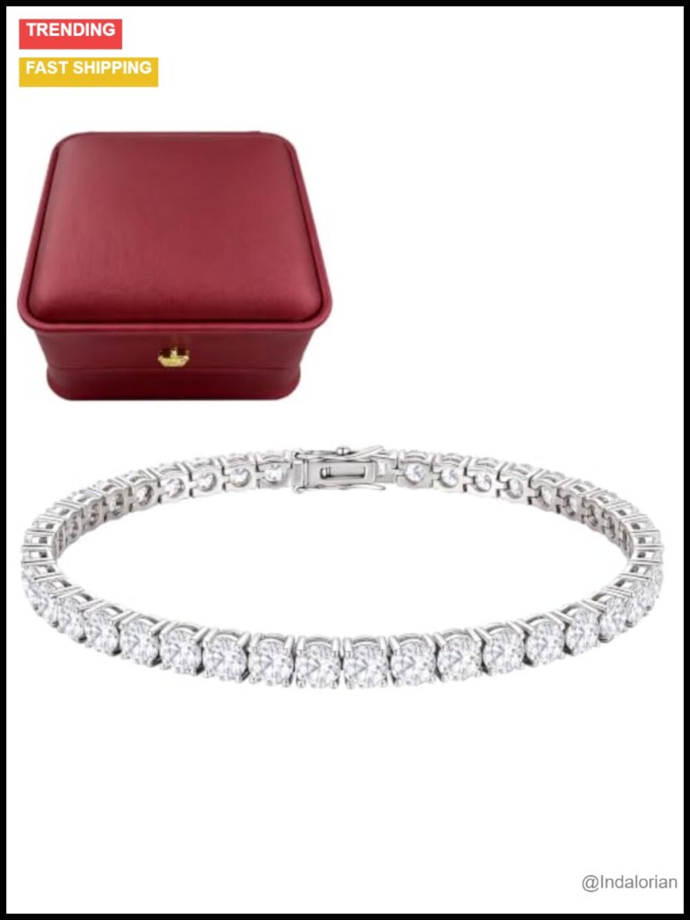14K Gold-Plated Tennis Bracelet 4MM Round-Cut Cubic Zirconia